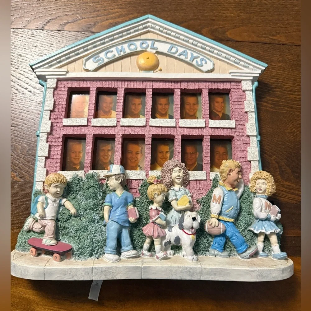 Vintage School Days Resin 3D Picture Frame -  Holds 12 pictures